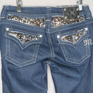 Miss Me Jeans 28 Blue Denim Easy Boot Embellished Bling Flap Pocket JE5731E2Z